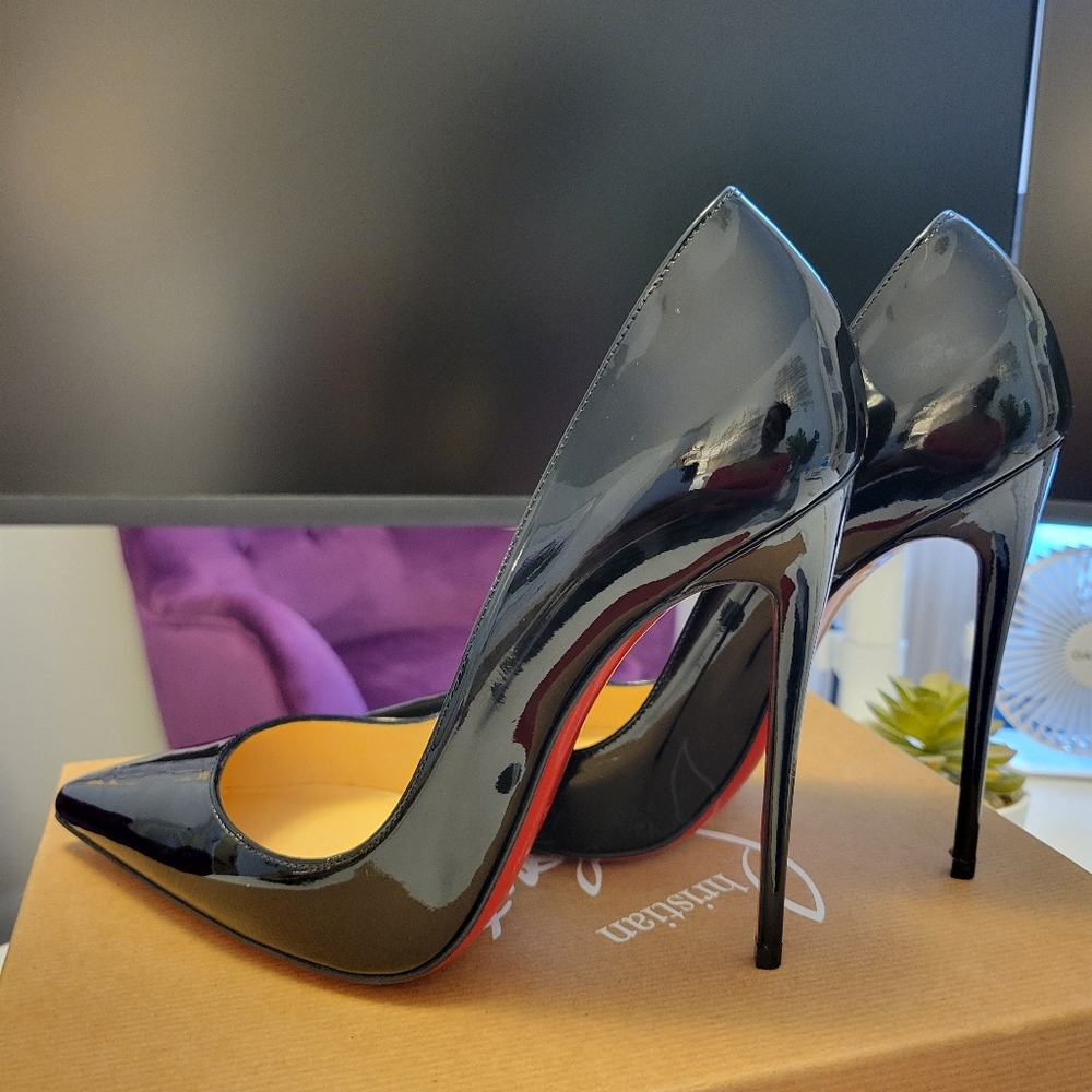 Christian Louboutin Black Patent So Kate Heels